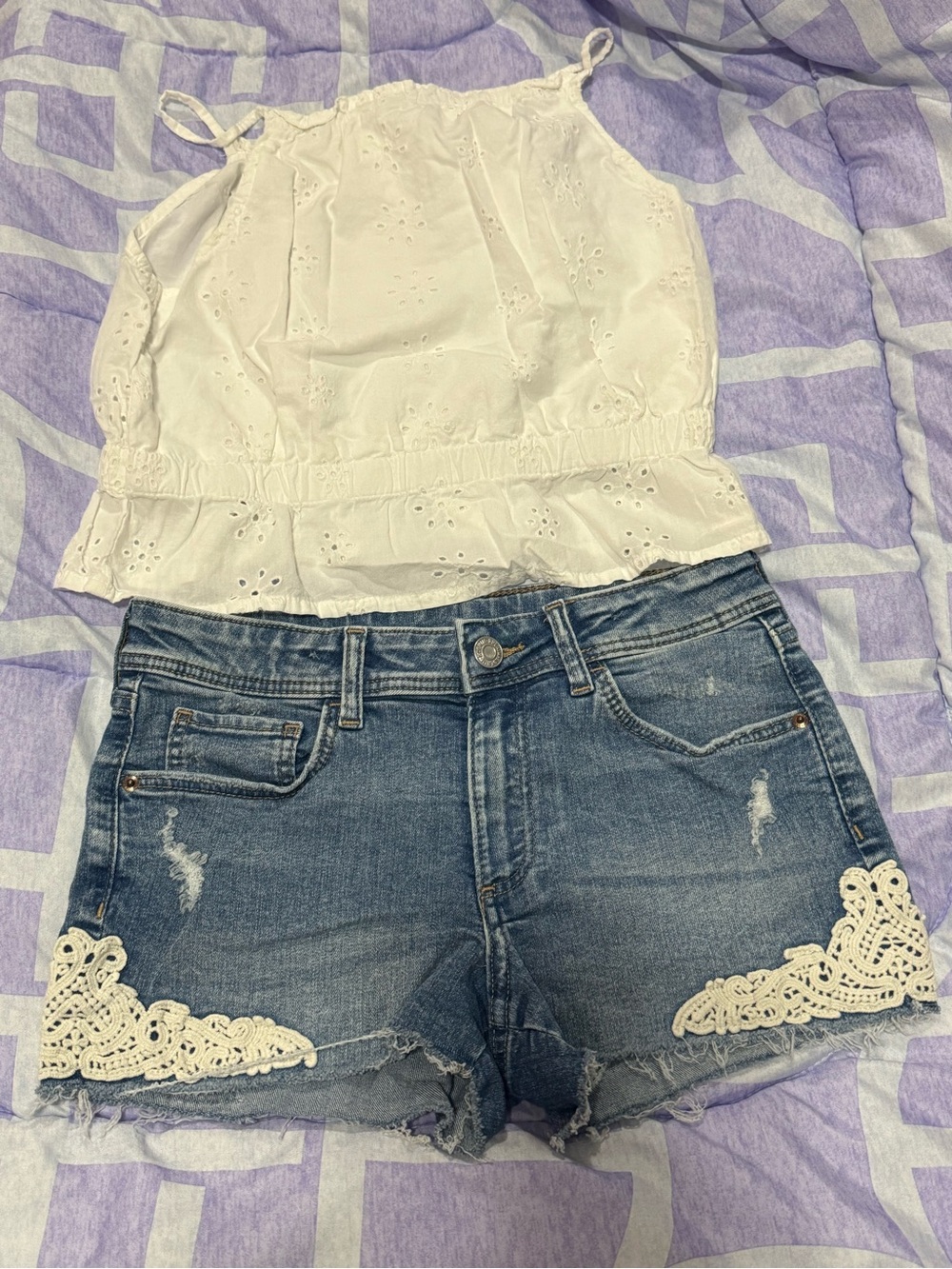H&M White Eyelet Top